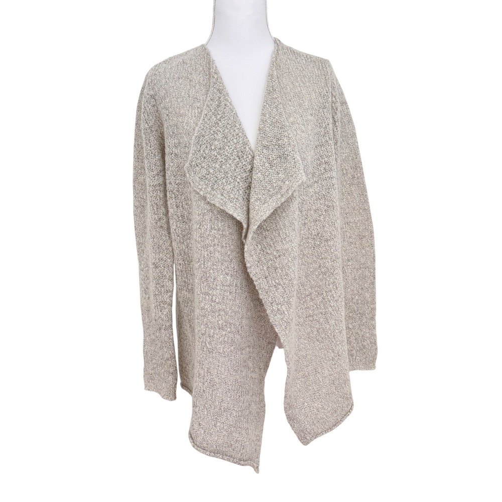 Calvin Klein Jeans Cardigan Women M Grey Marled Waterfall Open Front Wool Blend